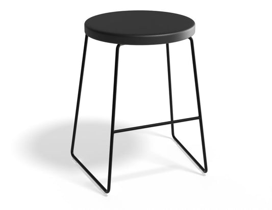 Hugo Low Stool - Black - Black Seat - 46cm Low Stool Round Black Seat