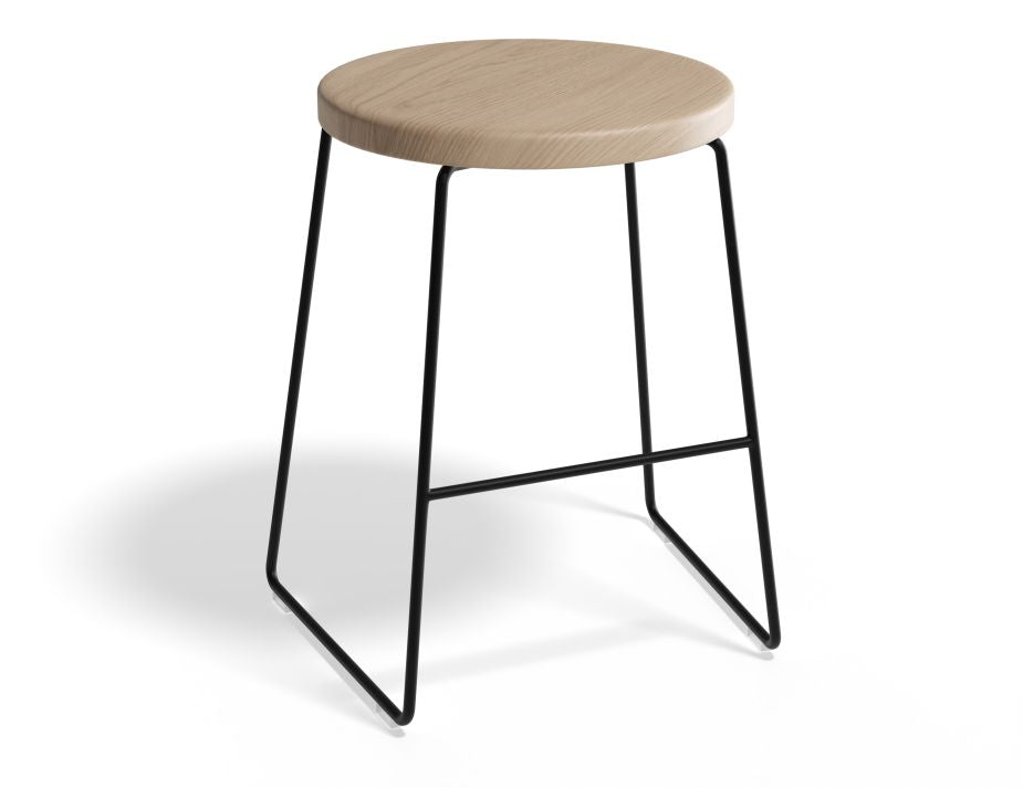 Hugo Low Stool - Black - Natural Seat