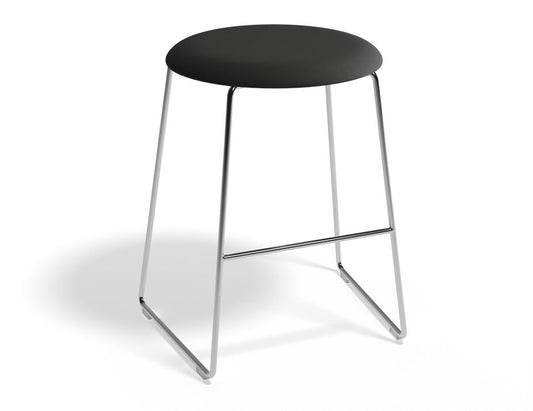 Hugo Low Stool - Chrome - Fabric Seat - 46cm Round / Anthracite Fabric Seat