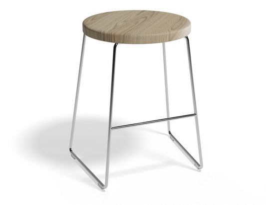 Hugo Low Stool - Chrome -  Natural Seat