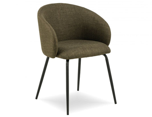 Henley Dining Chair - Black Legs - Forest Green Fabric