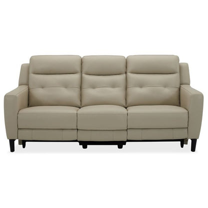 Hollydeen Leather 3 Seater Electric Recliner Sofa - Beige