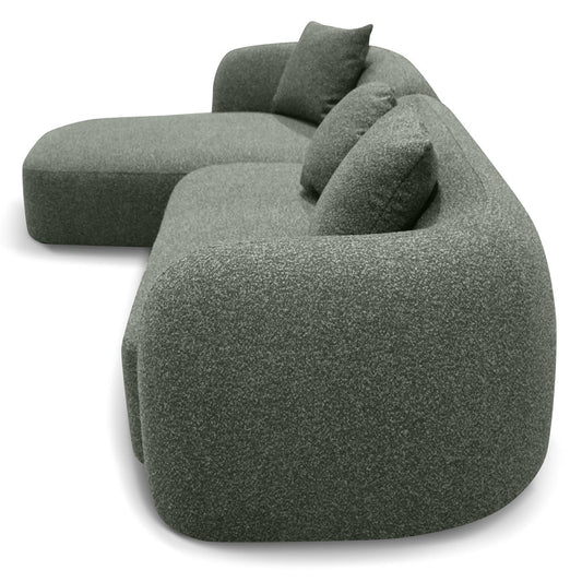 3 Seater Left Chaise Sofa - Amazon Green