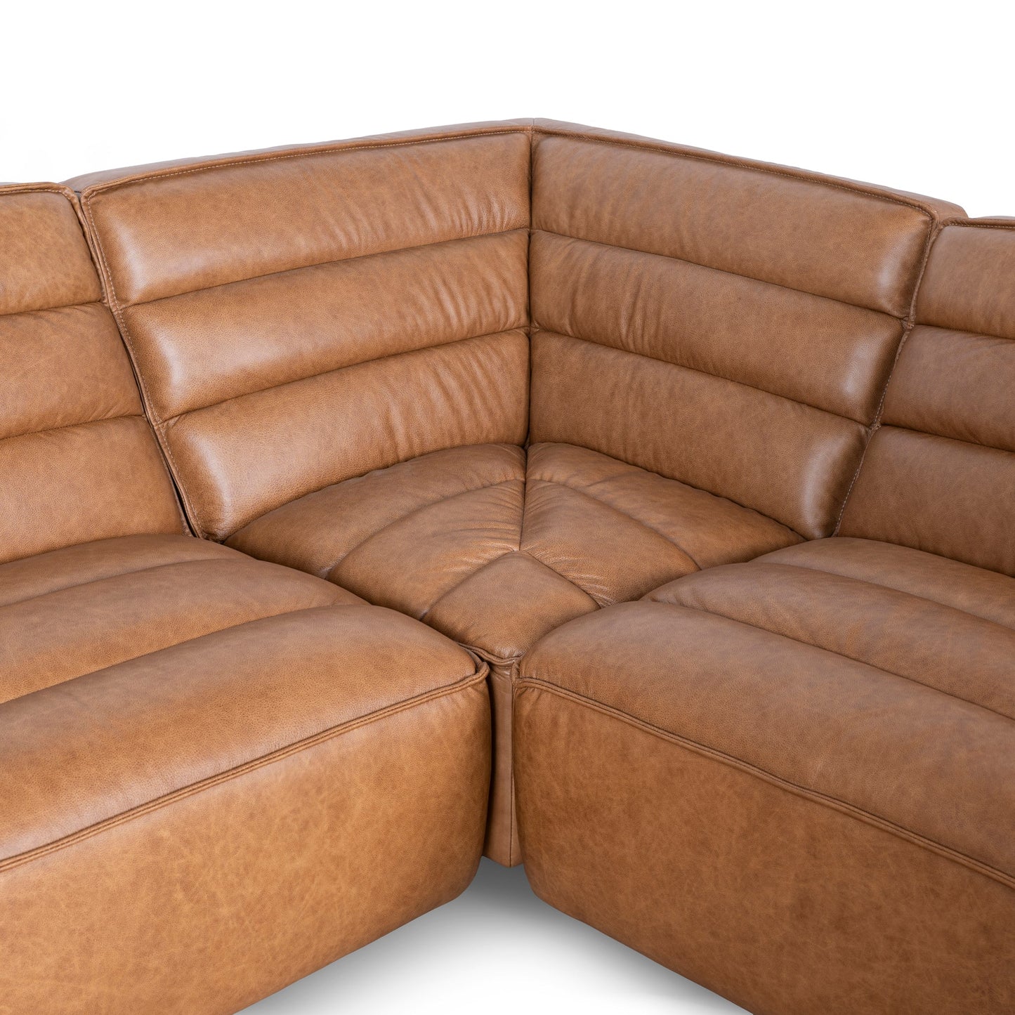 CLC10479-KSO Modular Leather Corner Sofa - Amber Brown