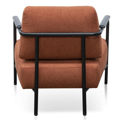 Fabric Armchair - Burnt Orange - Black Legs