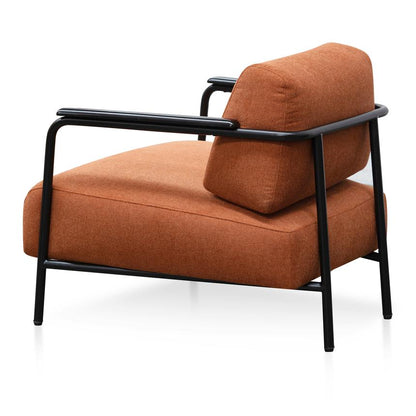 Fabric Armchair - Burnt Orange - Black Legs
