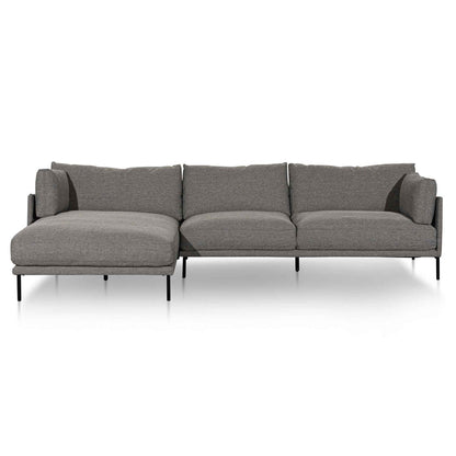 4 Seater Left Chaise Fabric Sofa - Graphite Grey