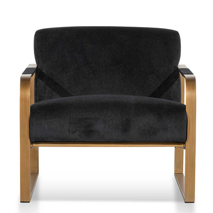 CLC6474-NI Black Velvet Armchair - Antique Golden Frame