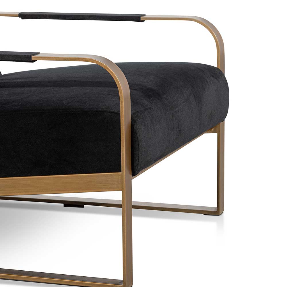 CLC6474-NI Black Velvet Armchair - Antique Golden Frame
