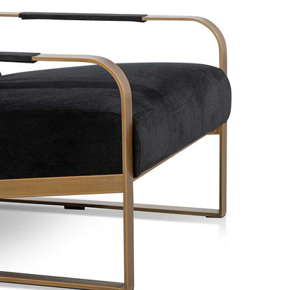 CLC6474-NI Black Velvet Armchair - Antique Golden Frame