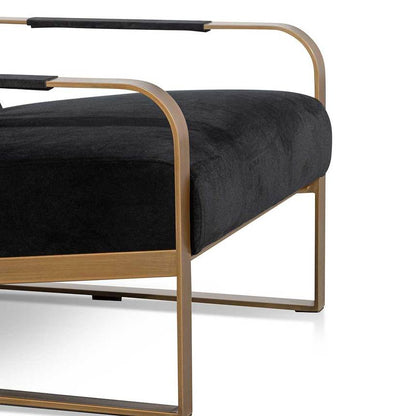 Black Velvet Armchair - Antique Golden Frame