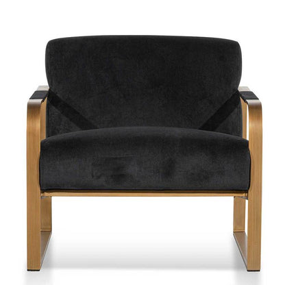 Black Velvet Armchair - Antique Golden Frame
