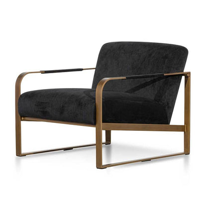 Black Velvet Armchair - Antique Golden Frame