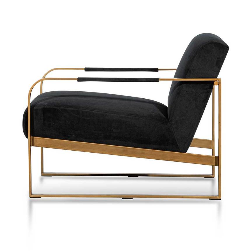 Black Velvet Armchair - Antique Golden Frame