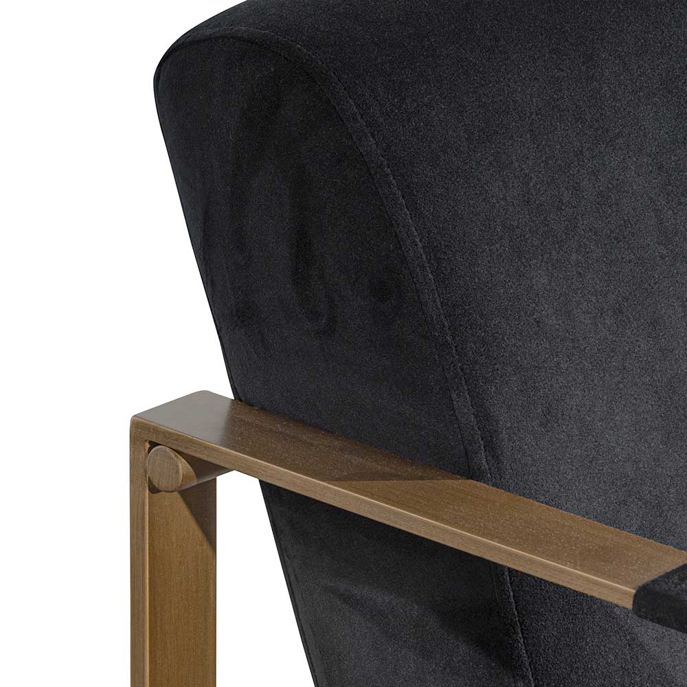 CLC6474-NI Black Velvet Armchair - Antique Golden Frame