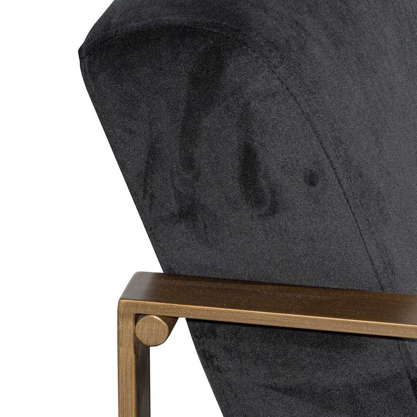 Black Velvet Armchair - Antique Golden Frame