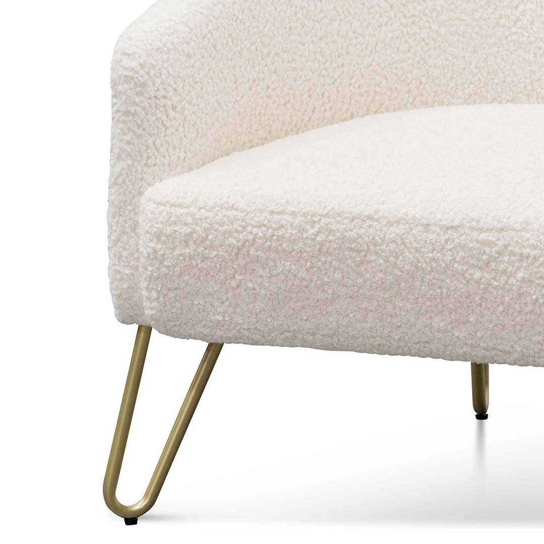CLC6521-IG Armchair - Ivory White Synthetic Wool with Golden Legs