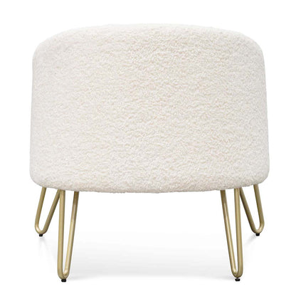 CLC6521-IG Armchair - Ivory White Synthetic Wool with Golden Legs