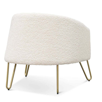 CLC6521-IG Armchair - Ivory White Synthetic Wool with Golden Legs