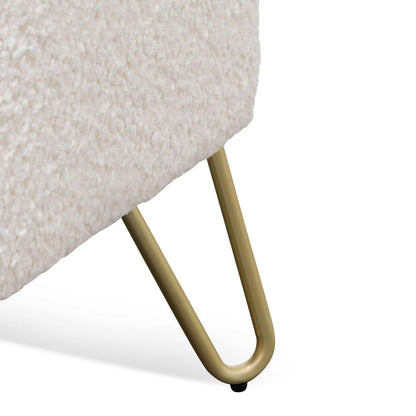Armchair - Ivory White Synthetic Wool with Golden Legs