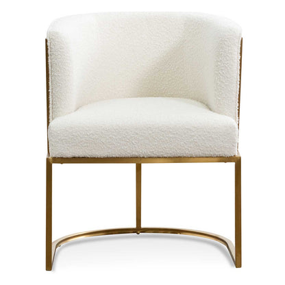 CLC6673-BS Daisy White Boucle Lounge Chair - Brushed Gold