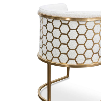 CLC6673-BS Daisy White Boucle Lounge Chair - Brushed Gold