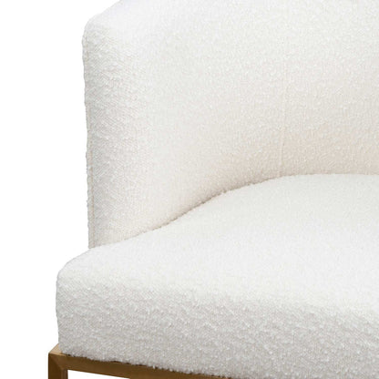 Ivory White Boucle Lounge Chair - Brushed Gold
