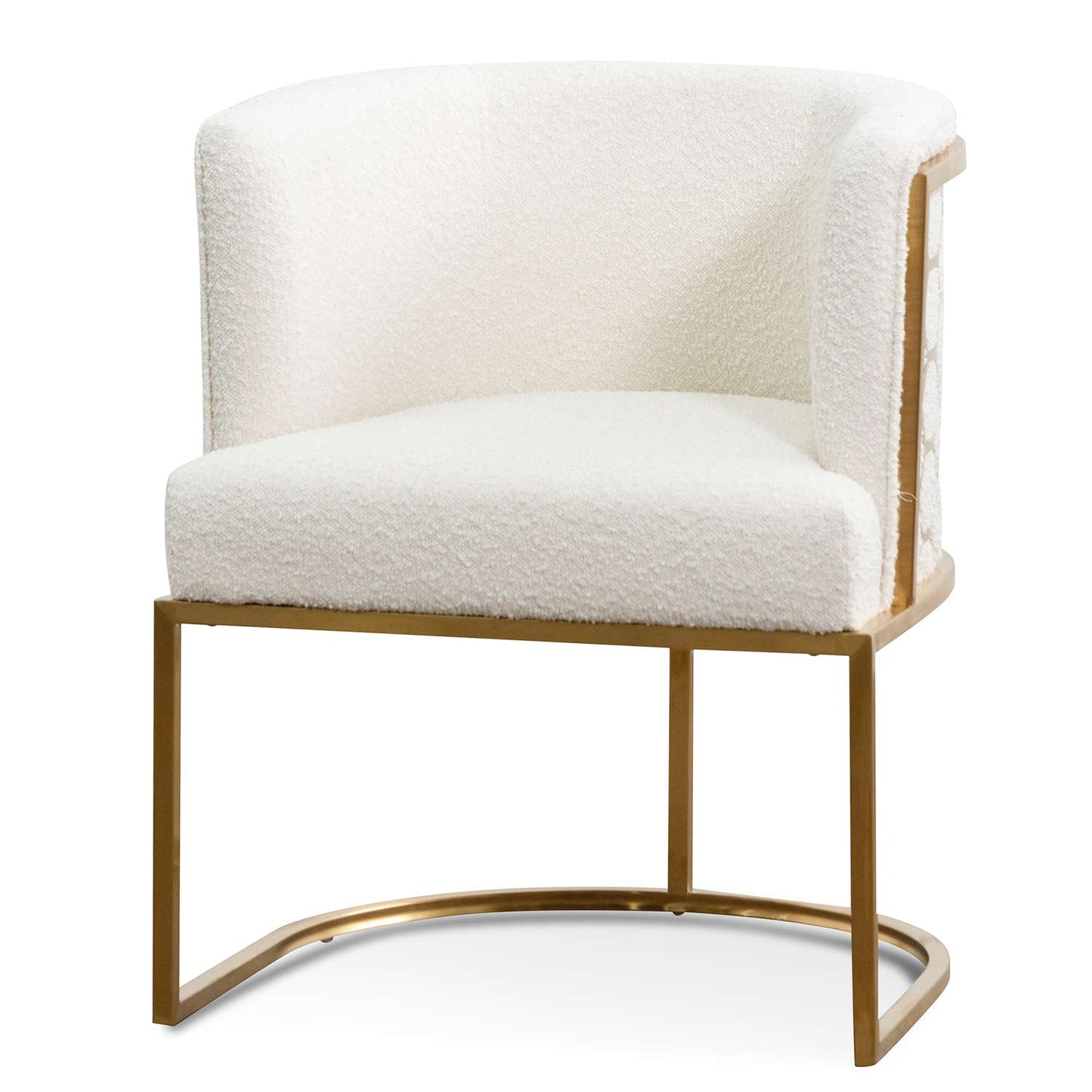 CLC6673-BS Daisy White Boucle Lounge Chair - Brushed Gold