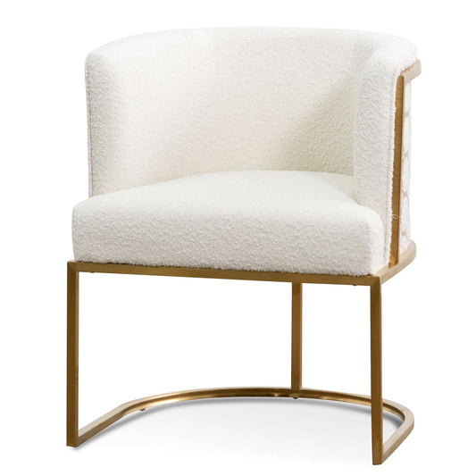 CLC6673-BS Daisy White Boucle Lounge Chair - Brushed Gold