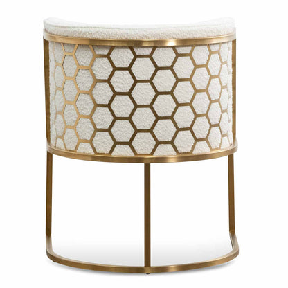 Ivory White Boucle Lounge Chair - Brushed Gold