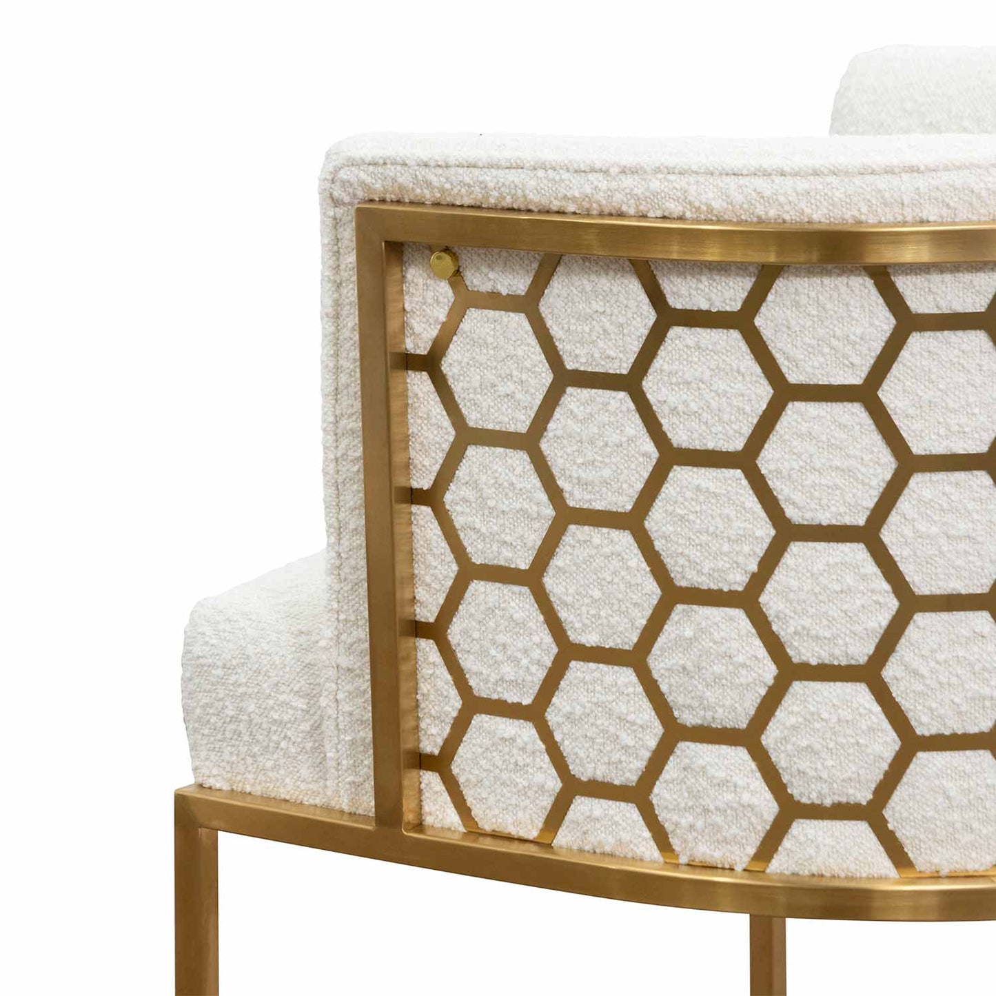 CLC6673-BS Daisy White Boucle Lounge Chair - Brushed Gold