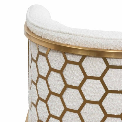 CLC6673-BS Daisy White Boucle Lounge Chair - Brushed Gold