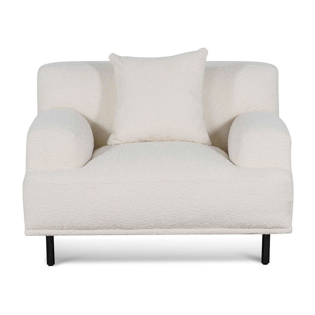 Armchair - Ivory White Boucle with Black Legs - Last one