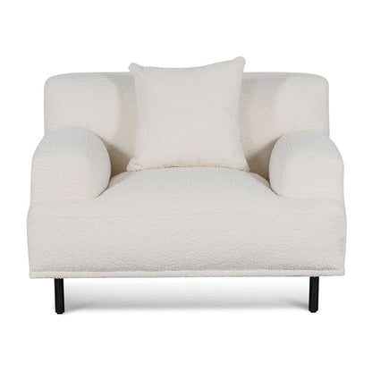 Armchair - Ivory White Boucle with Black Legs - Last one