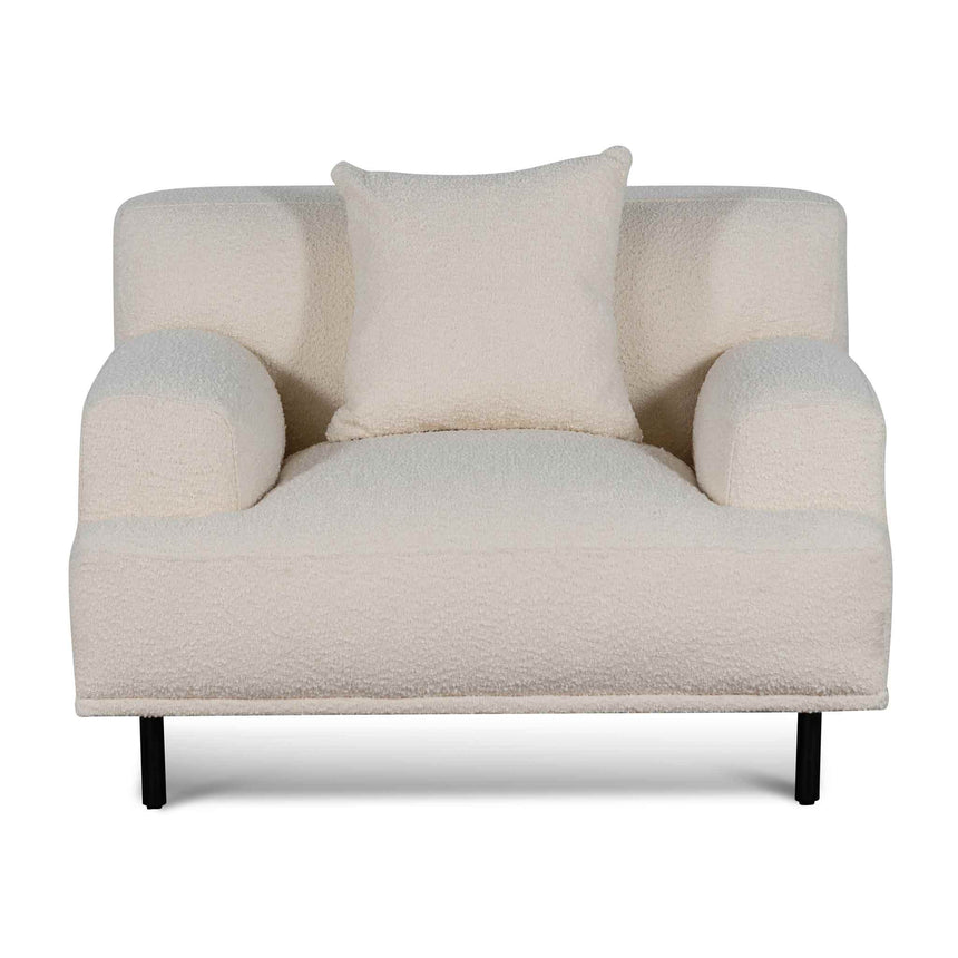 Armchair - Ivory White Boucle with Black Legs