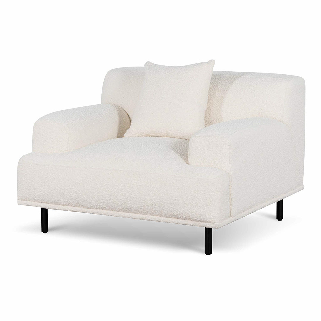 Armchair - Ivory White Boucle with Black Legs - Last one
