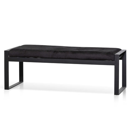 Black Velvet Ottoman - Black Base
