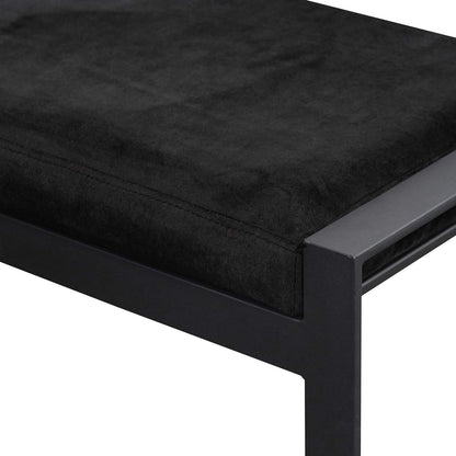 Black Velvet Ottoman - Black Base