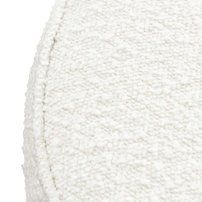 Ivory White Boucle Ottoman - Brushed Gold Base