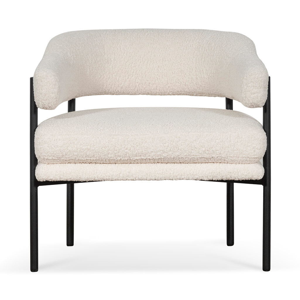 CLC6871-KSO - Ivory White Sherpa Armchair - Black Legs
