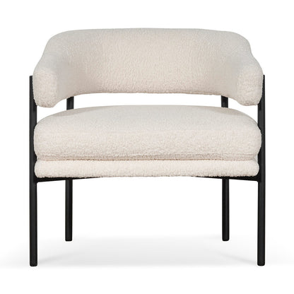 CLC6871-KSO - Ivory White Sherpa Armchair - Black Legs