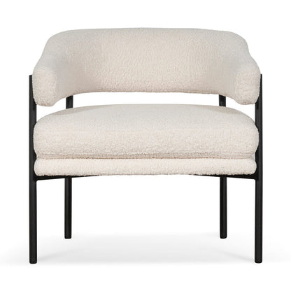 Ivory White Boucle Armchair - Black Legs