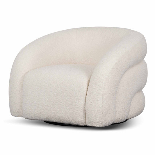 CLC8278-CA Swivel Armchair - Ivory White Boucle
