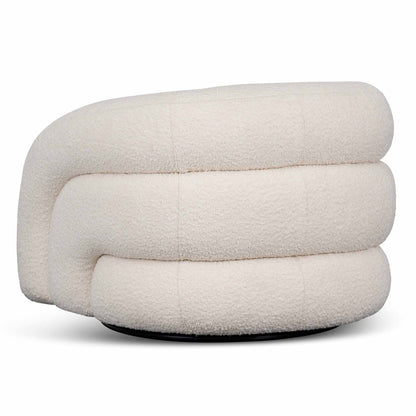 CLC8278-CA Swivel Armchair - Ivory White Boucle