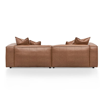 4 Seater Sofa with Cushion and Pillow - Caramel Brown