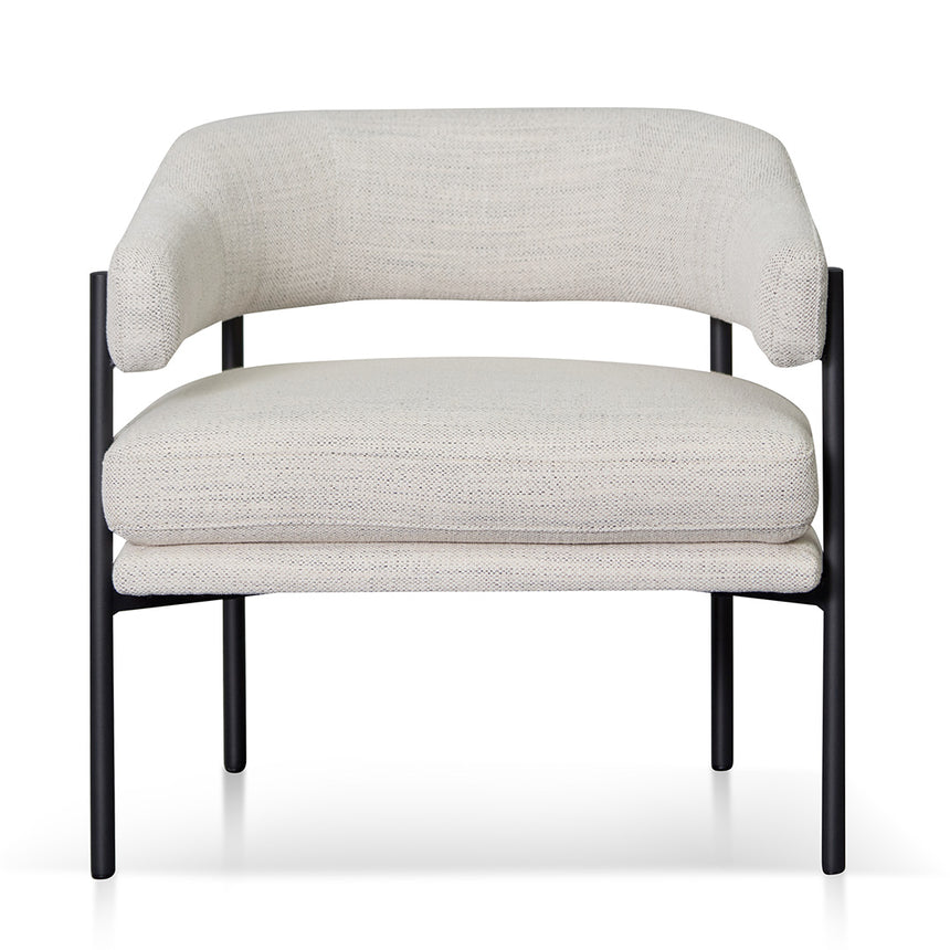 Rustic Beige Fabric Armchair - Black Legs