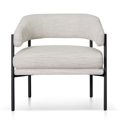 Rustic Beige Fabric Armchair - Black Legs