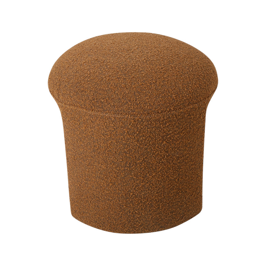 Round Ottoman - Brown Boucle