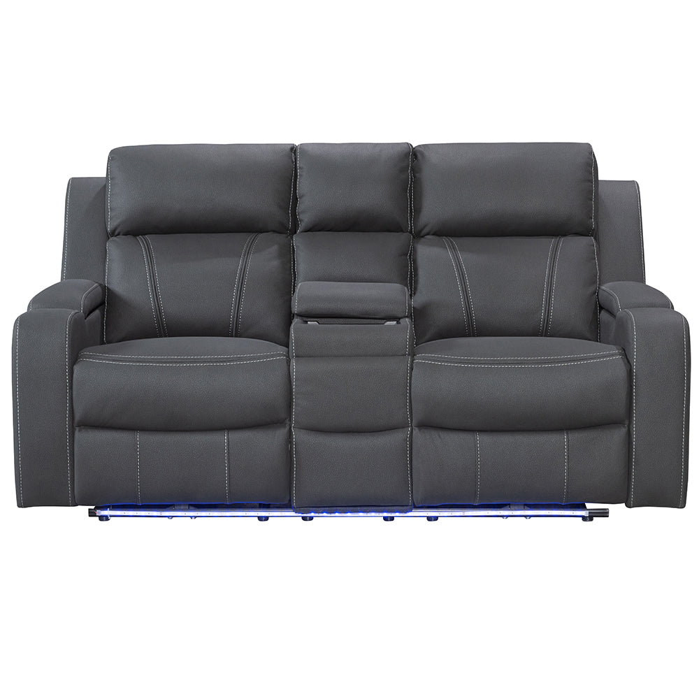 Leman 2-Seater Fabric Recliner Lounge - Black