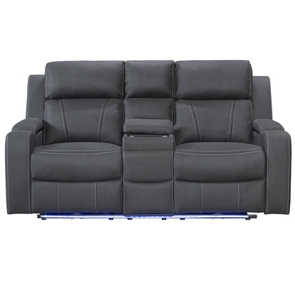 Leman 2-Seater Fabric Recliner Lounge - Black